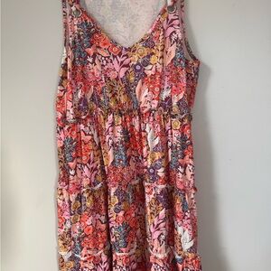 Vibrant Floral Sleeveless Midi Dress